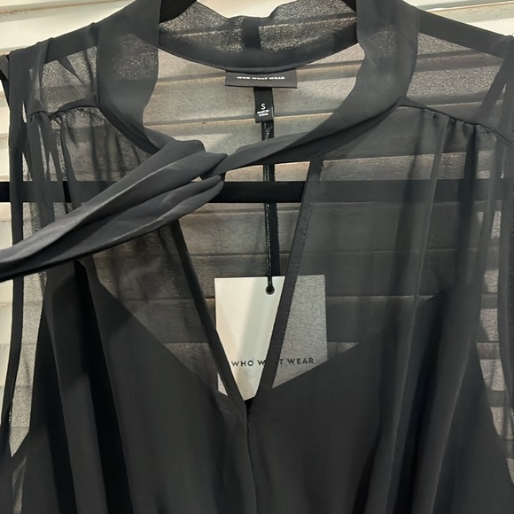 NWT Who What Wear Target Black Sheer ruffled tiered Maxi dress sleeveless sz S - Picture 2 of 6